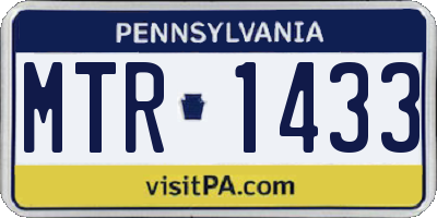 PA license plate MTR1433