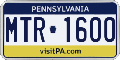 PA license plate MTR1600