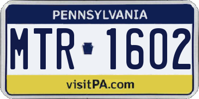 PA license plate MTR1602