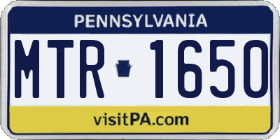 PA license plate MTR1650