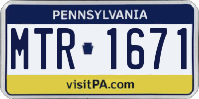 PA license plate MTR1671