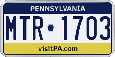 PA license plate MTR1703