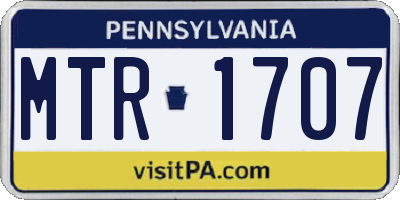 PA license plate MTR1707
