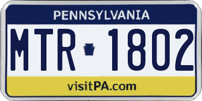 PA license plate MTR1802