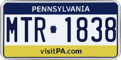PA license plate MTR1838