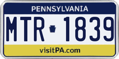 PA license plate MTR1839