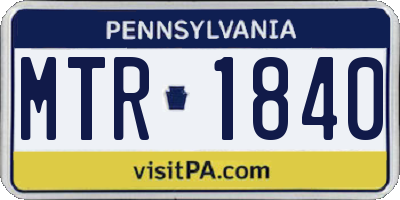 PA license plate MTR1840