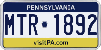 PA license plate MTR1892