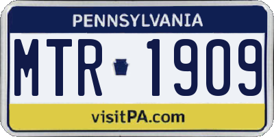 PA license plate MTR1909
