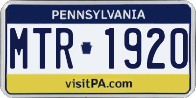 PA license plate MTR1920