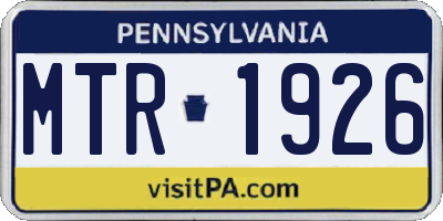 PA license plate MTR1926