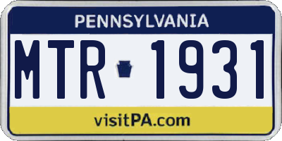 PA license plate MTR1931