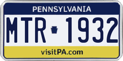 PA license plate MTR1932