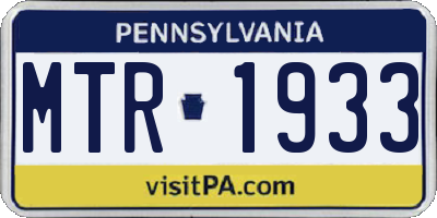 PA license plate MTR1933