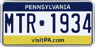 PA license plate MTR1934