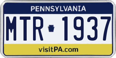 PA license plate MTR1937