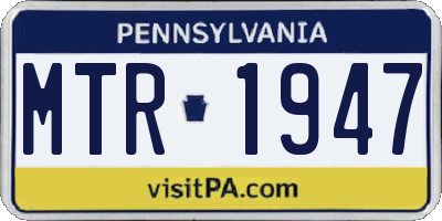 PA license plate MTR1947