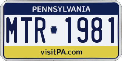 PA license plate MTR1981