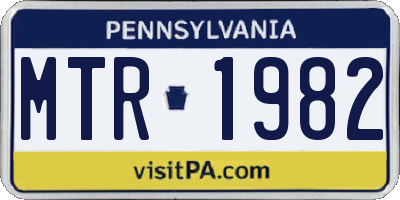 PA license plate MTR1982