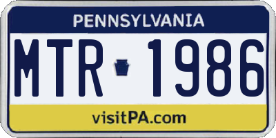 PA license plate MTR1986