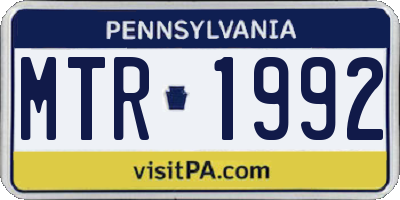 PA license plate MTR1992