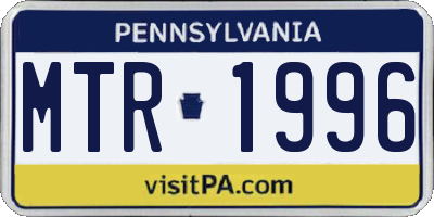 PA license plate MTR1996