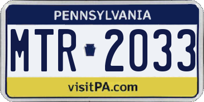PA license plate MTR2033