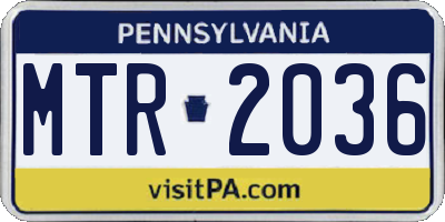 PA license plate MTR2036