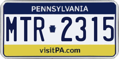 PA license plate MTR2315