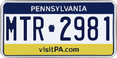 PA license plate MTR2981