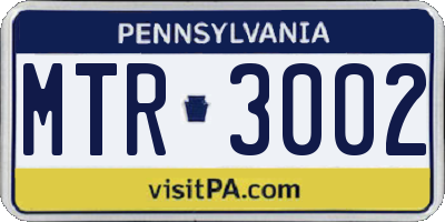 PA license plate MTR3002