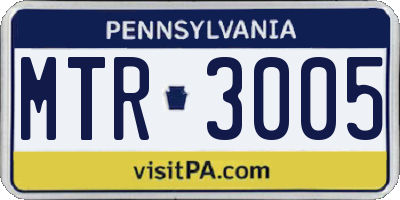 PA license plate MTR3005