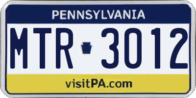 PA license plate MTR3012