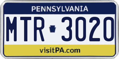PA license plate MTR3020