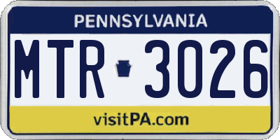 PA license plate MTR3026