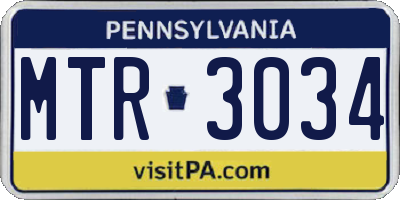PA license plate MTR3034