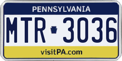 PA license plate MTR3036
