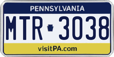 PA license plate MTR3038