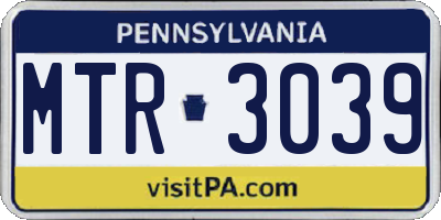 PA license plate MTR3039
