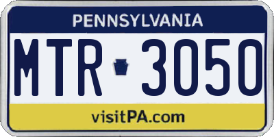 PA license plate MTR3050