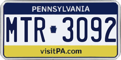 PA license plate MTR3092