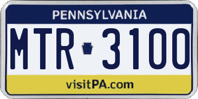 PA license plate MTR3100