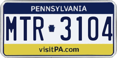 PA license plate MTR3104