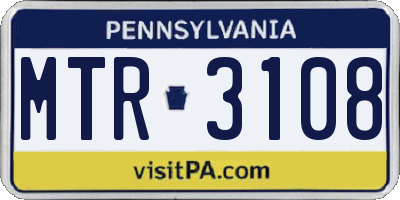 PA license plate MTR3108