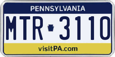 PA license plate MTR3110
