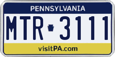 PA license plate MTR3111