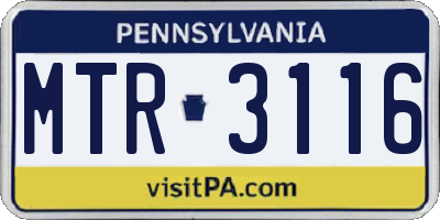 PA license plate MTR3116