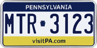PA license plate MTR3123