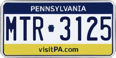 PA license plate MTR3125