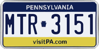 PA license plate MTR3151